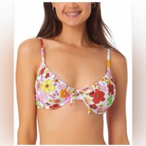 California Waves NWT floral printed underwire bralette bikini top